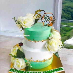 Customized Wedding Cake | Mint Green And White Wedding Cake